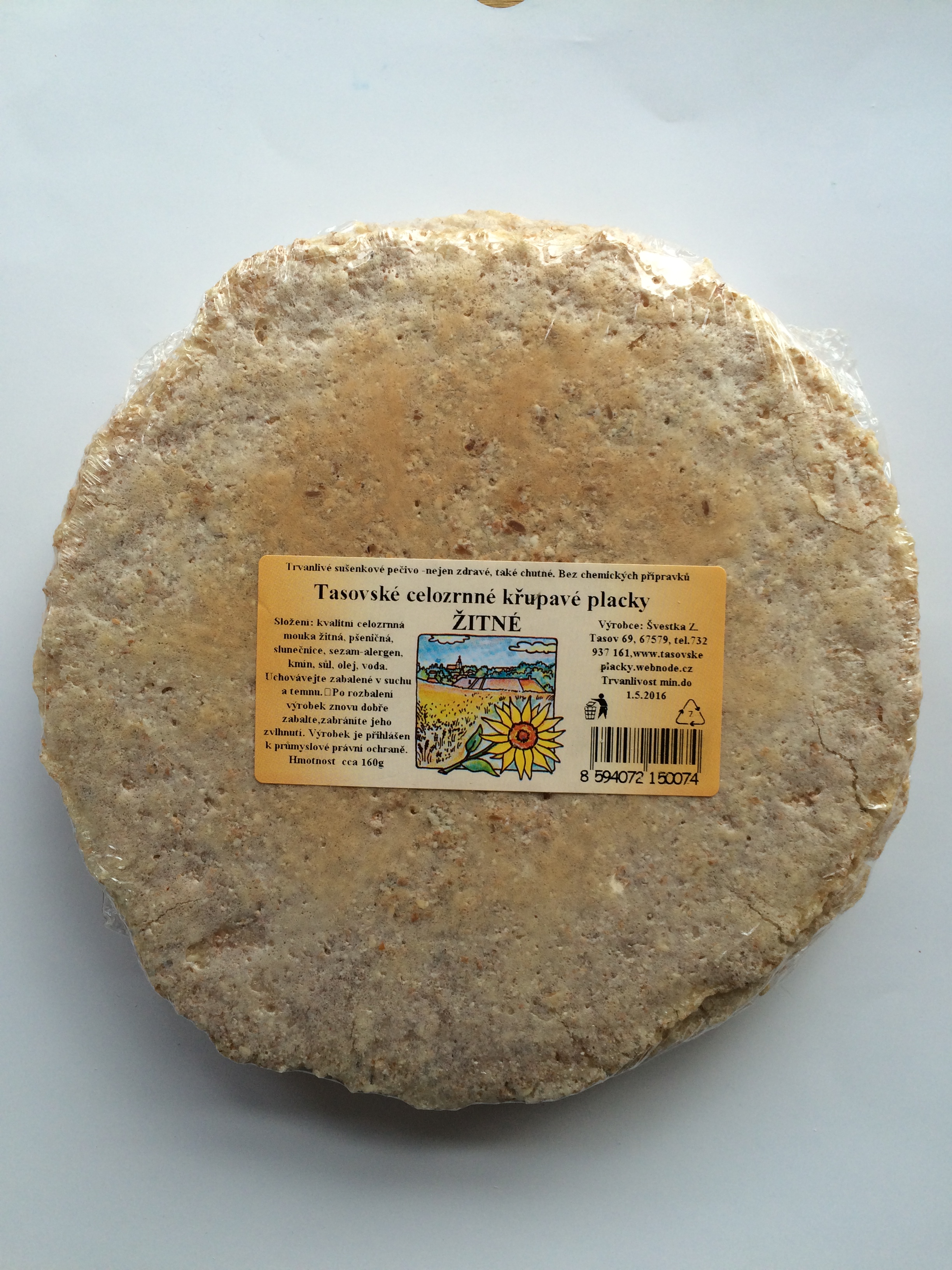 Chleb. tasovská placka žitná 160g