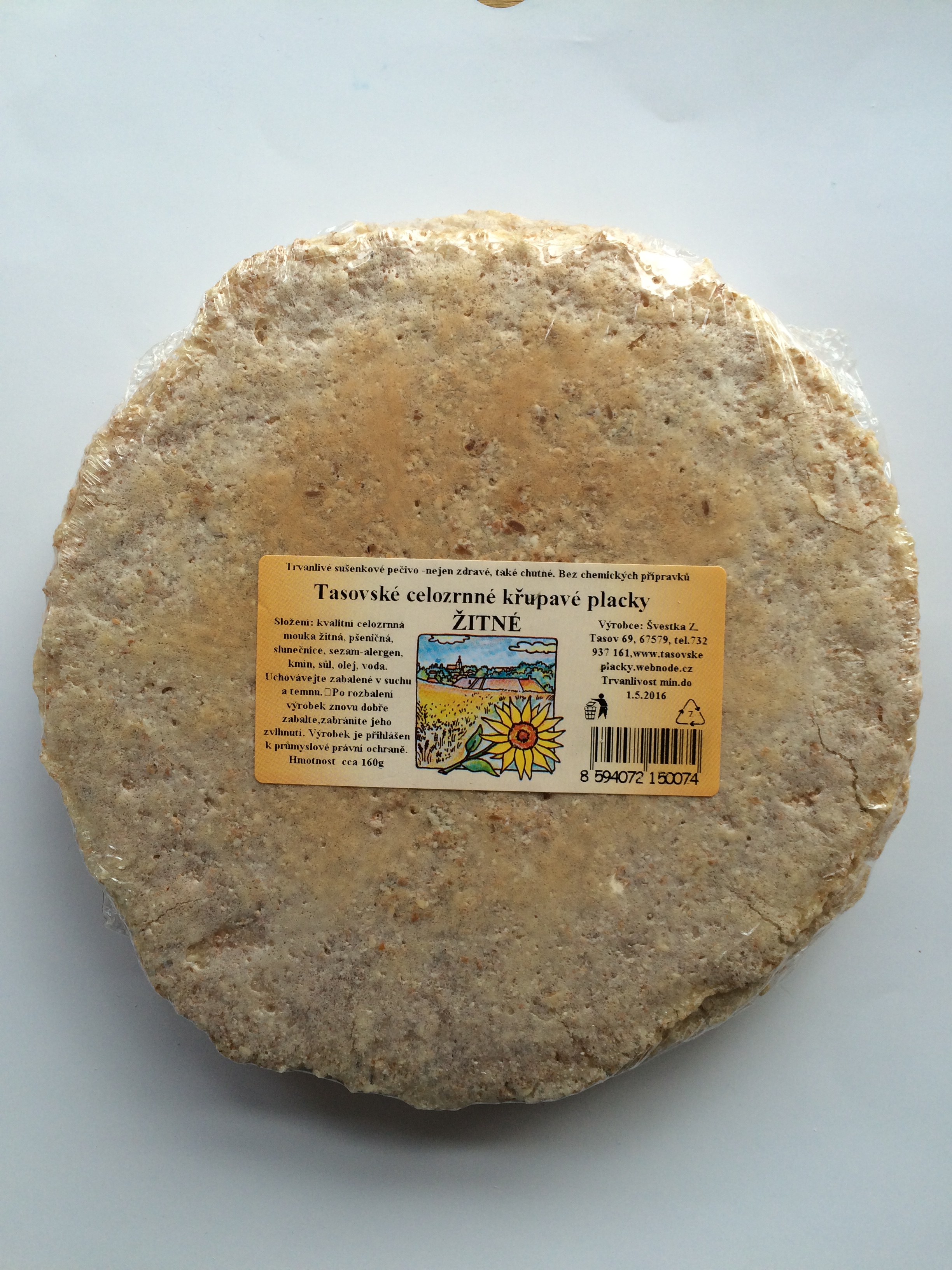 Chleb. tasovská placka žitná 160g