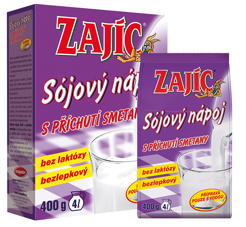 Sojový nápoj Zajíc s př. smetany 400g krabička