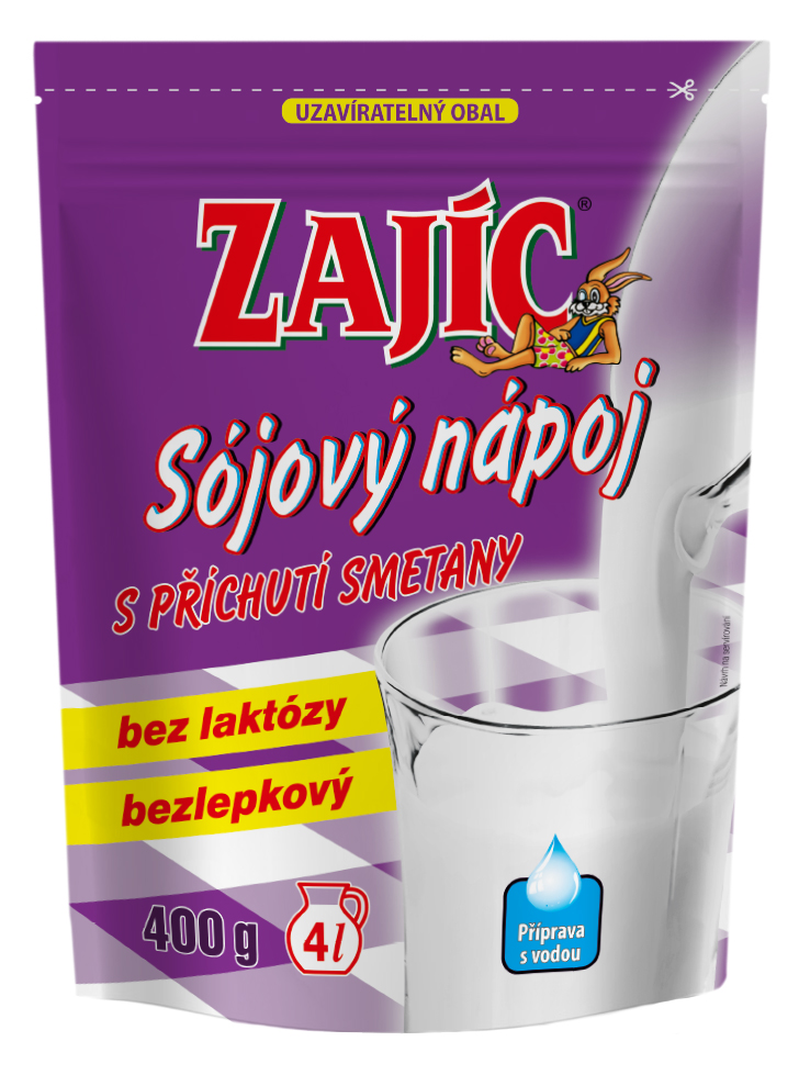 Sojový nápoj Zajíc s př. smetany 400g sáček